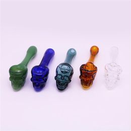 Newest Colourful Pyrex Glass Bong Smoking Pipe Skull Skeleton Shape Innovative Design Handpipe Handmade High Quality Portable Hot Cake