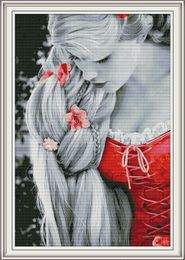 Long hair Princess home cross stitch kit ,Handmade Cross Stitch Embroidery Needlework kits counted print on canvas DMC 14CT /11CT