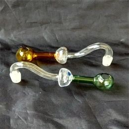 Mushroom long curved pot glass bongs accessories Glass Smoking Pipes Colourful mini multi-colors Hand Pipes Best Spoon glas