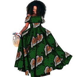 -2021 Vestidos de maxi largos africanos para las mujeres del hombro Disfraz de cera Vestido de fiesta de boda A-Line Imprimir Casual Afripride S1925099