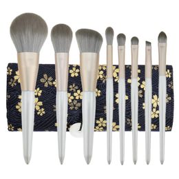 new 8pcs/set with bag pearl white beauty makeup set with soft bristles and brush eye shadow brush makeup tools DHL
