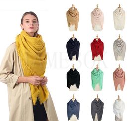 Fashion Woman Square Scarf 140*140CM Solid Color Tassel Long Scarf Oversize Winter Warm Shawl Wraps Pashmina Blanket DC948