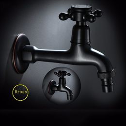 Grifo De Cer/ámica Montado En La Pared Retro para Lavadora del Acero Inoxidable Negro 304 del Estilo Europeo para el Cuarto de ba/ño Grifo de Agua Mop Pool