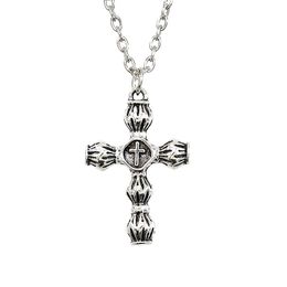 Vintage Fashion Street Hip Hop Geometric Gold Silver Alloy Faith Style Angel Cross Shape Couple Necklace for Men Gift