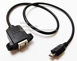 Cables, Micro USB2.0 Male to USB 2.0 B Type Female Connector Cable With Panel Mount About 50CM/10PCS