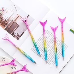 korean stationery newest novelty cute kawaii papelaria rainbow mermaid ballpoint pen gradient Colours seamaid girl pen for party supplies