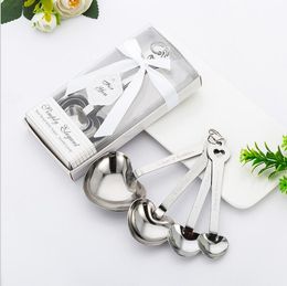 Souvenir Wedding Heart Spoon With Box Dinner Favour Stainless steel Spoon Birthday Party Baby Shower Favours Valentine's Gift Free Shipping