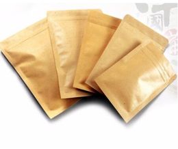 100 Kraft Paper Doypack Zip Lock Pouch with Aluminium Foil Food Tea Snack Coffee Storage Resealable Ziplock/zipper Bag