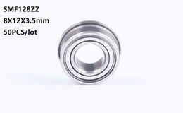 50pcs/lot ABEC-5 SMF128 SMF128ZZ SF678 SF678-ZZ ZZ flange Deep Groove Ball Bearing Stainless Steel Miniature 8*12*3.5mm 8x12x3.5mm