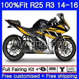 Injection For YAMAHA Yellow white HOT YZFR25 YZF R25 R3 2014 2015 2016 2017 240HM.32 YZF-R25 YZF-R3 R 25 Body YZFR3 14 15 16 17 Fairings kit