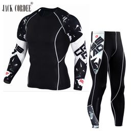 Jack Cordee 3D Stampa Uomo Imposta camicie di compressione + Leggings Base Layer CrossFit Fitness Brand MMA T-shirt manica lunga T-shirt Top Top