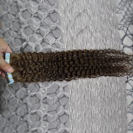 Mongolian kinky curly hair 40pcs/lot skin weft tape hair extensions 100g Use of human hair