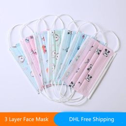 10pcs/bag Disposable Anti-pollution Mouth Face Masks Boys Girls Cartoon Three-layer non-woven Masks Kids Dustproof Breathable retail