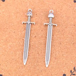 35pcs Charms sword cat Antique Silver Plated Pendants Making DIY Handmade Tibetan Silver Jewellery 66*15mm