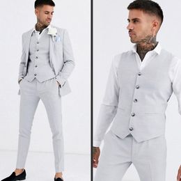 New Fashion Beach Men's Suit Wedding Tuxedo Formal Slim Fit One Button Groom Prom Dinner Blazer Suits(Jacket+Vest+Pants)