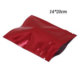 14*20cm 100pcs Red Zip Lock Mylar Packing Bags Resealable Zipper Aluminium Foil Packaging Bag with Tear Notch at Top