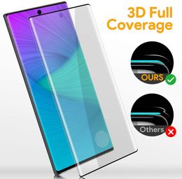 For Samsung Note 20 Pro Edge Glue No Hole Work Finger Print 9H Hardness Bubble Free Case Friendly Tempered Glass With Package
