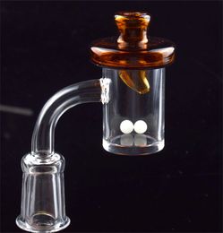 4mm thick Bottom Quartz Banger Nail & Glass UFO Coloured Carb Cap Terp Pearl Ball 45 90 degree For oil rigs Glass Bongs