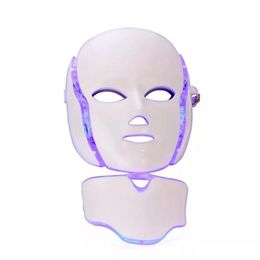 7 Color Photon LED Light Therapy Face Beauty Machine LED Face Neck Mask With Microcurrent for Skin Rejuvenation Whitening Device