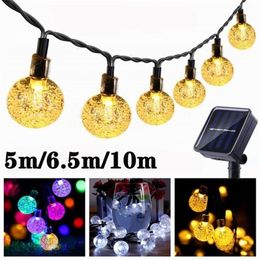 Solar Powered LED String Lights 30 Bulbs Waterproof Crystal Ball Christmas String Camping Outdoor Lighting Garden Holi Party