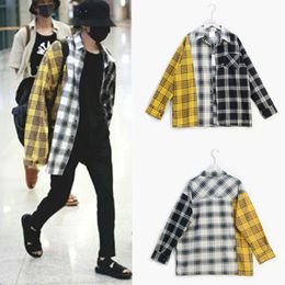 Shirts New Style Colour Matching Plaid Shirt Spring and Autumn Mens Clothing Free Shipping