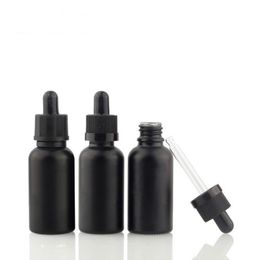 wholesale black 30ml with dropper essential oil bottle glass eye dropper bottle 30ml frosted black glass bottle LX9452