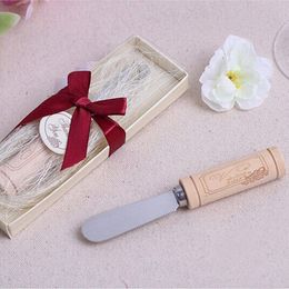 Stainless Steel Spreader Cheese Cream Butter Knife Wooden Handle Butter Knife Wedding Supplies Baby Shower Favours with Box