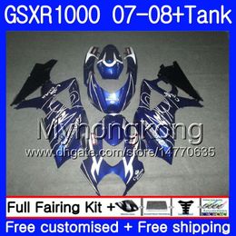 Kit+Tank For SUZUKI GSX R1000 GSXR-1000 GSXR 1000 2007 2008 301HM.55 GSX-R1000 Blue HOT hot 07 08 Body K7 GSXR1000 07 08 Fairing 7Gifts