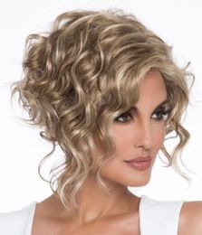 ash blond short curly hair wig with side parted Heat resistant Fibre synthetic wig capless fashion wig for women