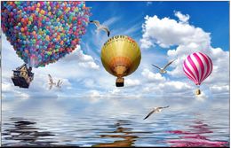 Custom 3D Silk photo wallpaper mural Blue sky sea hot air balloon living room TV background wall decoration papel de parede