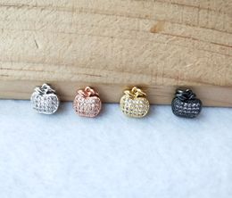 10Pcs Tiny CZ crystal apple shape Charm Pendant CZ zircon Stone Micro pave Pendant Finding DIY necklace for women Jewellery PD947