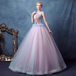 2018 Sexy Princess Lace Embroidrey Ball Gown Quinceanera Dresses Beading Organza Lace Up Sweet 16 Dresses Debutante 15 Year Party Dress BQ87