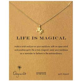 Friendship Clover Necklace Unicorn Anchor Good Fortune Thousands of Paper Crane Alloy Clavicle Paper Necklace Pendant Woman Jewelry