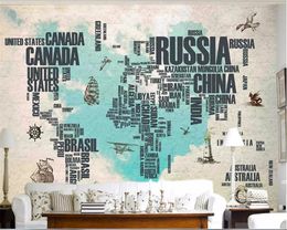 beibehang wallpaper 3d on the wall Home interior Vintage wallpaper letter map brick wallpaper