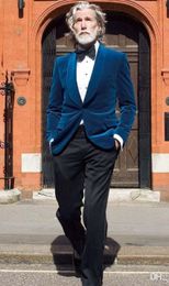 Velvet Groom Tuxedos Blue Men Wedding Tuxedos Shawl Lapel Popular Men Dinner/Darty Jacket Blazer Suit Custom Made(Jacket+Pants+Tie) 1121