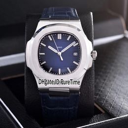 New Classic 5711 Steel Case D-Blue Texture Dial Date A2813 Automatic Mens Watch Blue Leather Sports Watches 5 Colours Cheap Puretime PB302a1