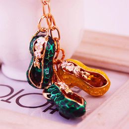 Fashion-Peanut Keychain 3D Enamel Bag Charm Key Ring Accessories Pendant Key Chain Fashion Car Keyrings Party Gift 3pcs/Lot
