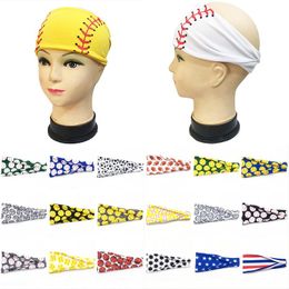 Fashion Baseball Softball Football Team Sports Headband Unisex Sweat Hair Bands Yoga Fitness Headscarf 20 Styles Hair Accessories