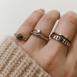 New Gold Colour Ring Set Vintage Geometric Statement Rings For Women Party Wedding Jewellery 2019 Fashion Female Rings