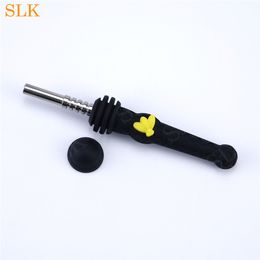 Wholesale mini oil rig smoking pipes silicone bongs honeybee straw silicone smoking pipe glass oil burner 710