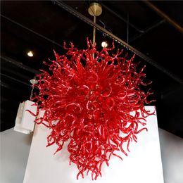 -Lámparas luces colgantes rojos tonos led lámparas lámparas de lámpara de barra lobby cafetería arte decoración de lámpara de vidrio de estilo murano cristal