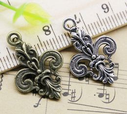 50pcs/Lot Cross Flower Alloy Charm Pendant Retro Jewelry DIY Keychain Ancient Silver / Bronze Pendant For Bracelet Earrings 25x16mm