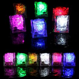 New Mini LED Party Lights Square Color Changing LED Ice Cubes Glowing Ice Cubes Blinking Flashing Novelty Party Supply Bulb AG3 Battery