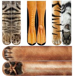 Adult Socks Unisex 3D Printed Animal Paw Crew Sock Big Kids Leg Warmers Cotton Socks Sports Skateboard Hip hop Stockings