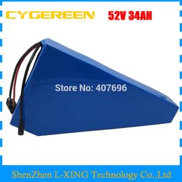 Free customs duty 51.8V 34AH triangle shap battery 52V 34AH battery pack with free bag use 3400mah 18650 cell 30A BMS