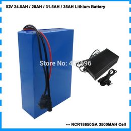 2500W 52V Electric bicycle battery 51.8V 24.5AH 28AH 31.5AH 35AH lithium ion battery With GA Cell 50A BMS 58.8V 5A Charger