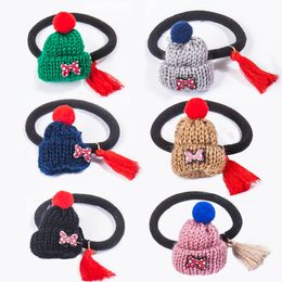 European and USA Hot Selling Christmas Hair Band Ties Santa Clause Wool Hat Hair Bands for Girls Children