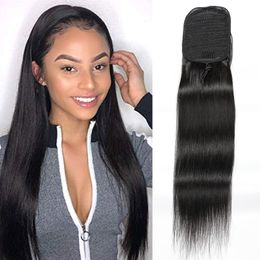 Straight Ponytails 100g/piece Brazilian Human Hair Extensions Silky Straight Pony Tail 8-24inch Natural Colour