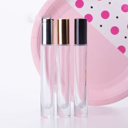 Long Style Glass Roller Bottles 10ml Fragrance Essential Oil Roll On Container with Metal Ball