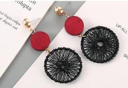 Hot Style Temperament personality long pendant vintage wooden circle dream catcher earrings fashion classic exquisite elegance
